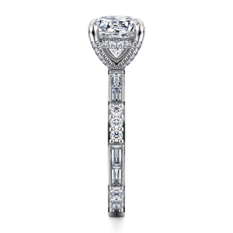 Luca - Art Deco 14K White Gold Round Diamond Channel Set Engagement Ring