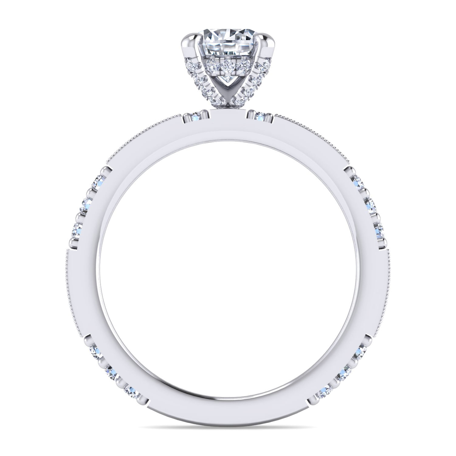 Luca - Art Deco 14K White Gold Round Diamond Engagement Ring