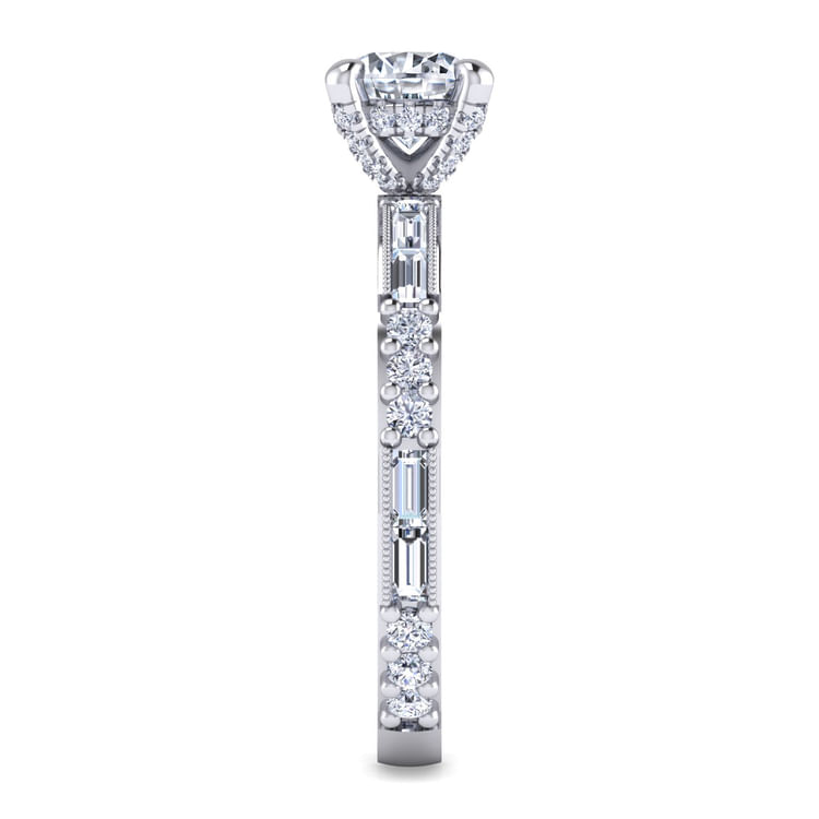 Luca - Art Deco 14K White Gold Round Diamond Engagement Ring