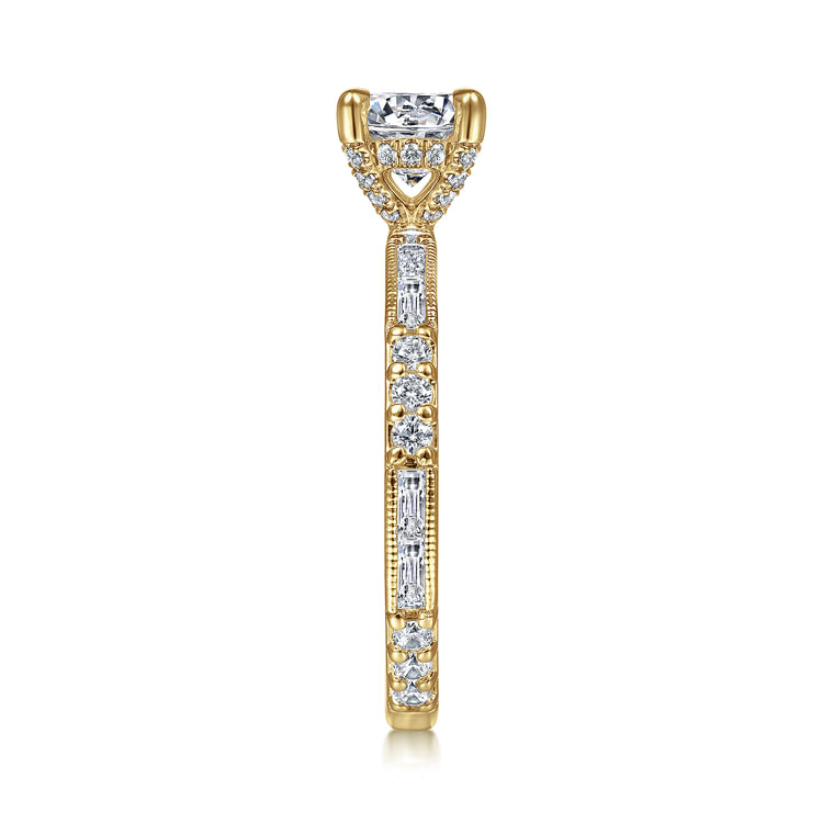 Luca - Art Deco 14K Yellow Gold Round Diamond Engagement Ring