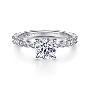 Luca - Platinum Art Deco Round Diamond Channel Set Engagement Ring