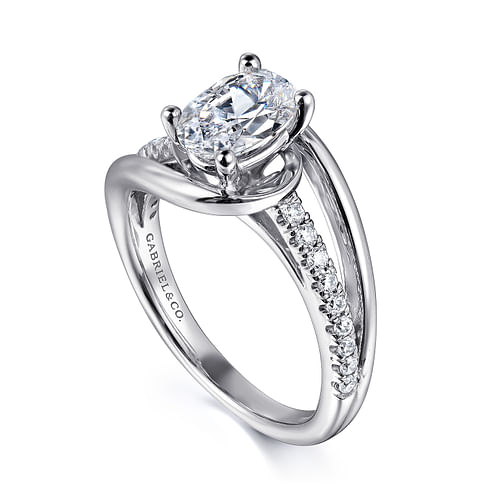 Lucca - 14K White Gold Oval Diamond Engagement Ring - 0.19 ct - Shot 3