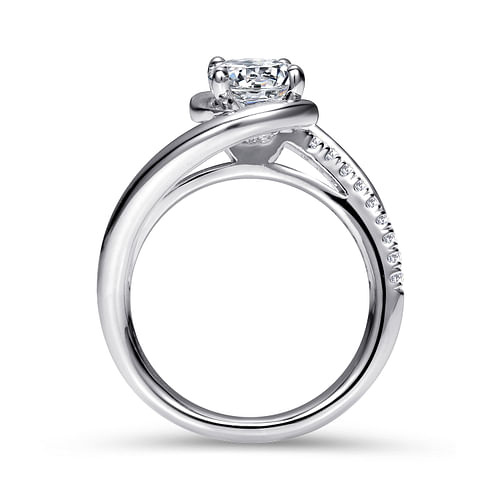 Lucca - 14K White Gold Round Bypass Diamond Engagement Ring - 0.19 ct - Shot 2