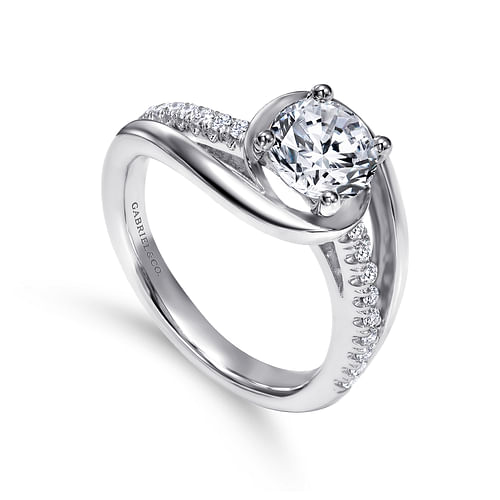 Lucca - 14K White Gold Round Bypass Diamond Engagement Ring - 0.19 ct - Shot 3
