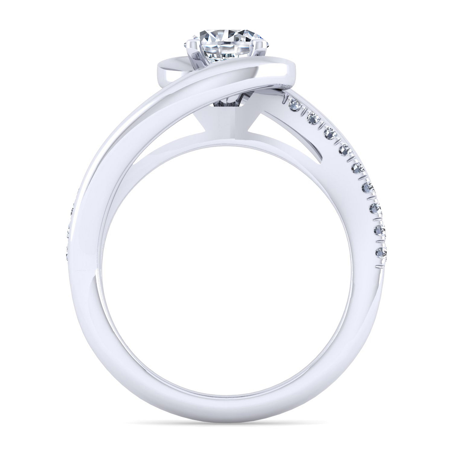 Lucca - 14K White Gold Round Diamond Engagement Ring - 0.18 ct - Shot 2