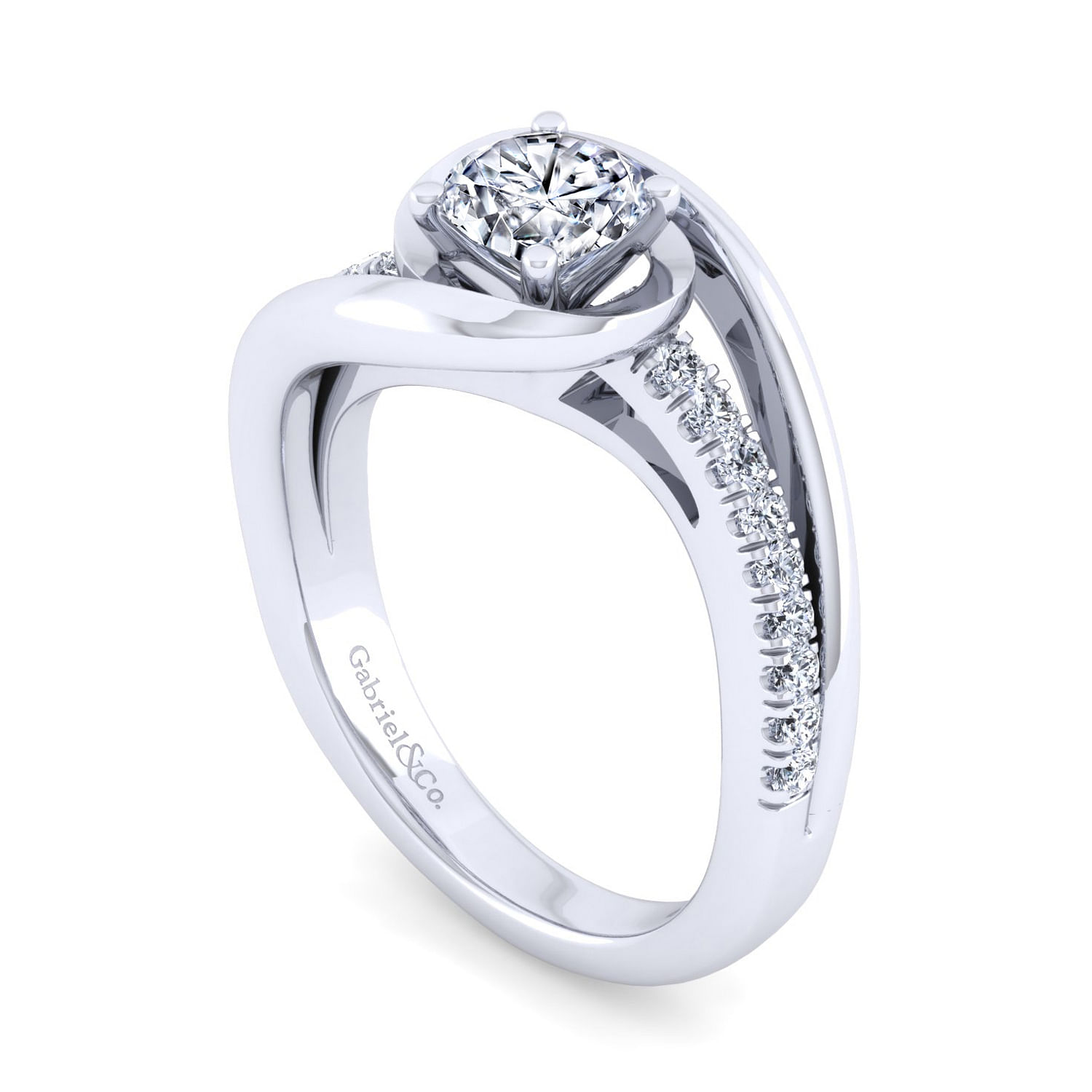 Lucca - 14K White Gold Round Diamond Engagement Ring - 0.18 ct - Shot 3