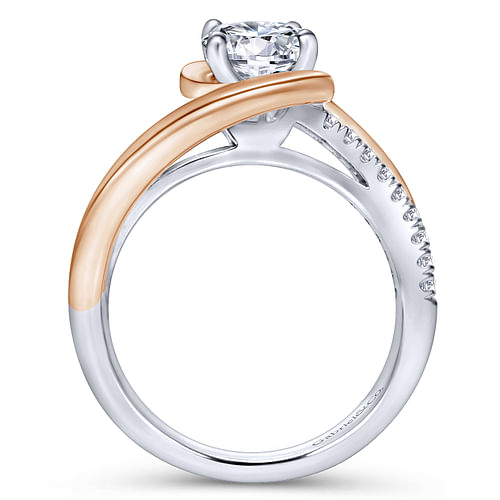 Lucca - 14K White-Rose Gold Round Diamond Bypass Engagement Ring - 0.19 ct - Shot 2