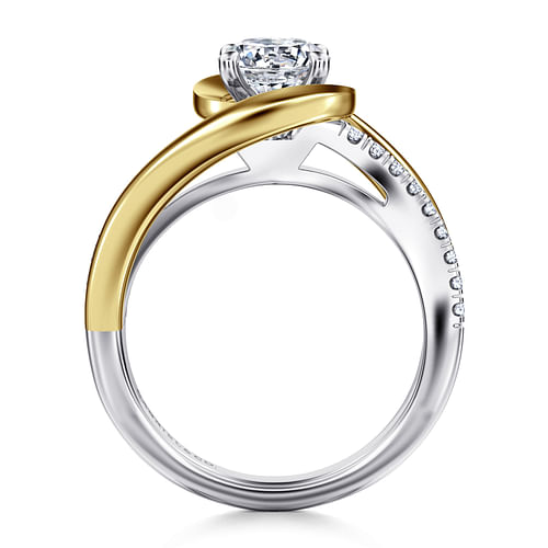 Lucca - 14K White-Yellow Gold Round Diamond Bypass Engagement Ring - 0.19 ct - Shot 2
