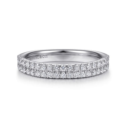Lucce - 14K White Gold Double Row Diamond Anniversary Band