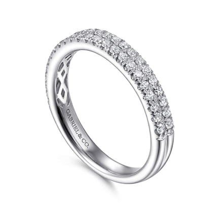 Lucce - 14K White Gold Double Row Diamond Anniversary Band
