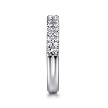 Lucce - 14K White Gold Double Row Diamond Anniversary Band