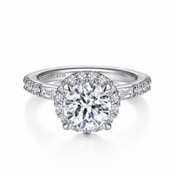 Luce - 14K White Gold Round Halo Diamond Channel Set Engagement Ring