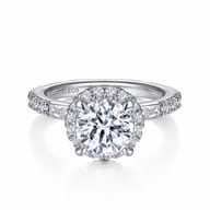 Luce - 14K White Gold Round Halo Diamond Channel Set Engagement Ring