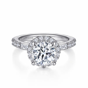Luce - 14K White Gold Round Halo Diamond Channel Set Engagement Ring