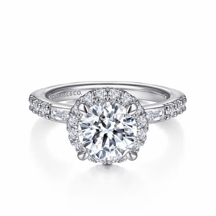 Luce - 14K White Gold Round Halo Diamond Channel Set Engagement Ring