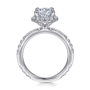 Luce - 14K White Gold Round Halo Diamond Channel Set Engagement Ring