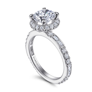 Luce - 14K White Gold Round Halo Diamond Channel Set Engagement Ring