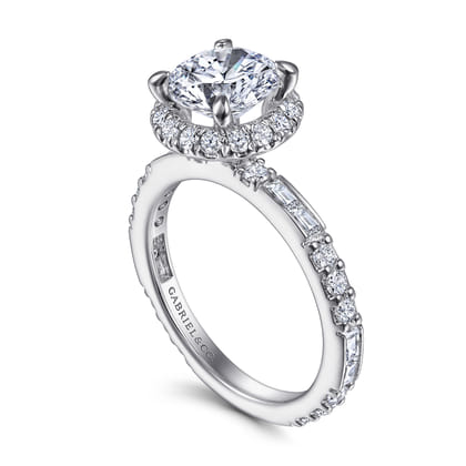 Luce - 14K White Gold Round Halo Diamond Channel Set Engagement Ring