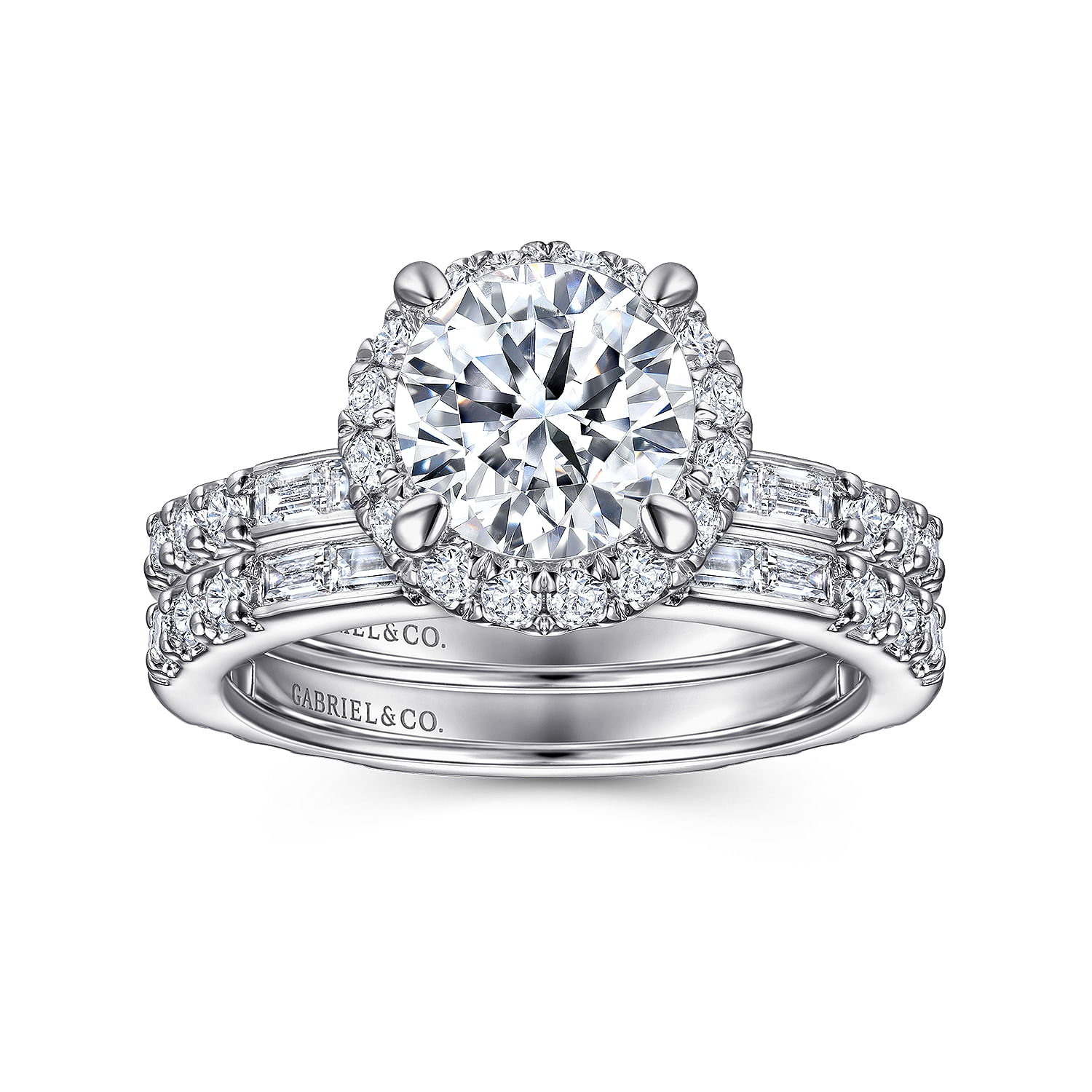 Luce - 14K White Gold Round Halo Diamond Channel Set Engagement Ring