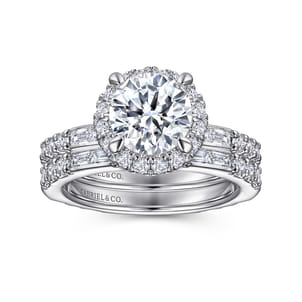 Luce - 14K White Gold Round Halo Diamond Channel Set Engagement Ring