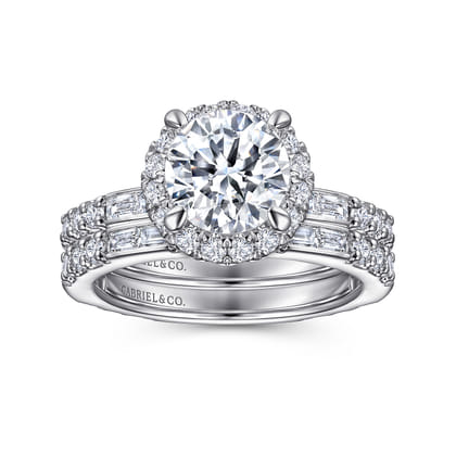 Luce - 14K White Gold Round Halo Diamond Channel Set Engagement Ring