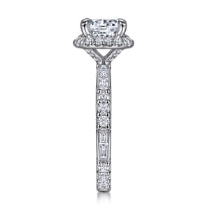 Luce - 14K White Gold Round Halo Diamond Channel Set Engagement Ring