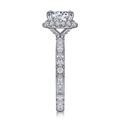 Luce - 14K White Gold Round Halo Diamond Channel Set Engagement Ring