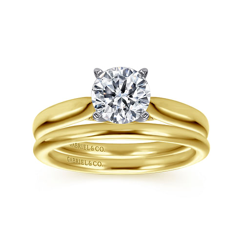 Lucia - 14K White-Yellow Gold Round Diamond Engagement Ring - Shot 4