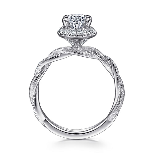 Luciella - 14k White Gold 1 Carat Oval Halo Natural Diamond Engagement ...