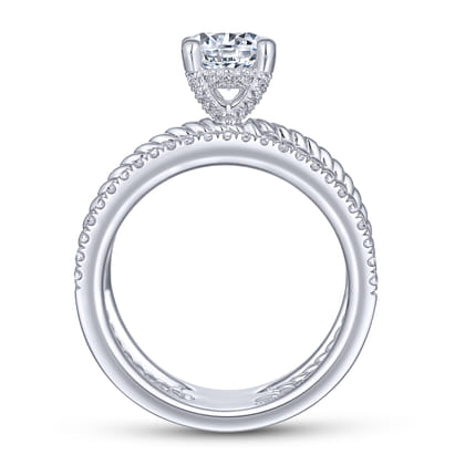 Lucinda - 14K White Gold Free Form Round Diamond Engagement Ring