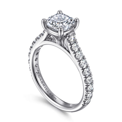 Luciole - 14K White Gold Cushion Cut Diamond Engagement Ring