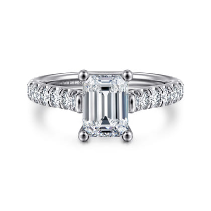 Luciole - 14K White Gold Emerald Cut Diamond Engagement Ring