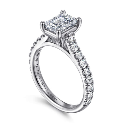 Luciole - 14K White Gold Emerald Cut Diamond Engagement Ring