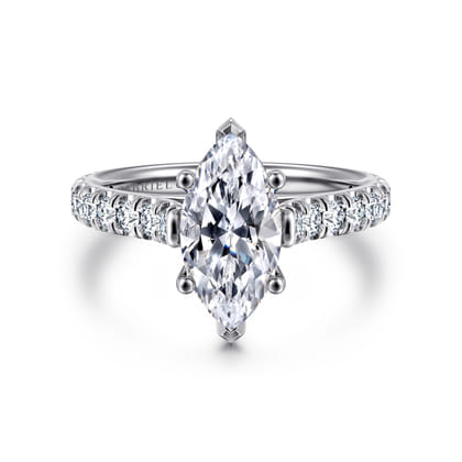 Luciole - 14K White Gold Marquise Shape Diamond Engagement Ring