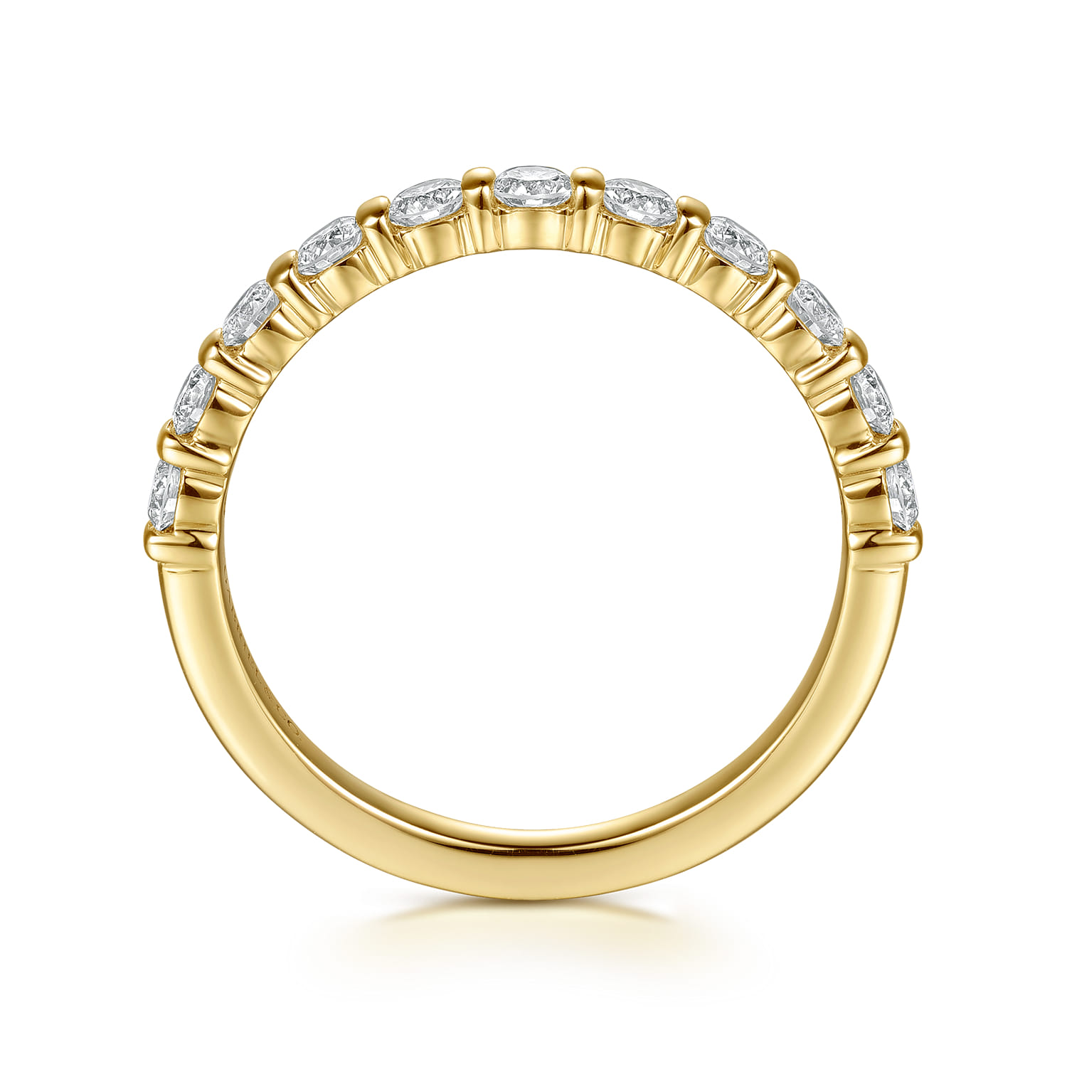 Straight Wedding Ring in 14k Yellow Gold with Round Natural Diamond at Gabriel & Co. - Shot 2