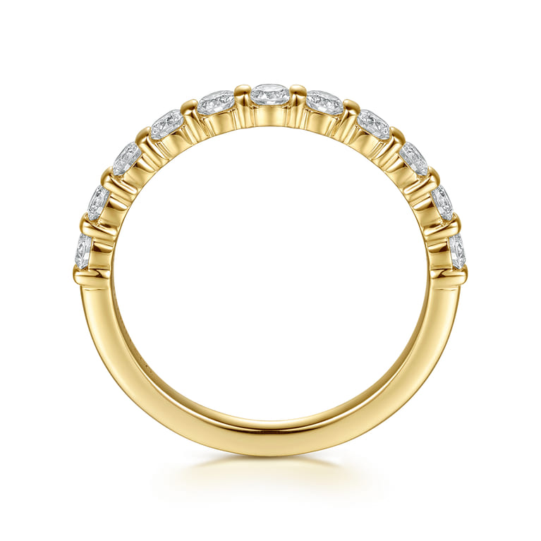 Straight Wedding Ring in 14k Yellow Gold with Round Natural Diamond at Gabriel & Co. - Shot 2