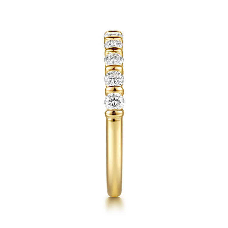 Straight Wedding Ring in 14k Yellow Gold with Round Natural Diamond at Gabriel & Co. - Shot 4