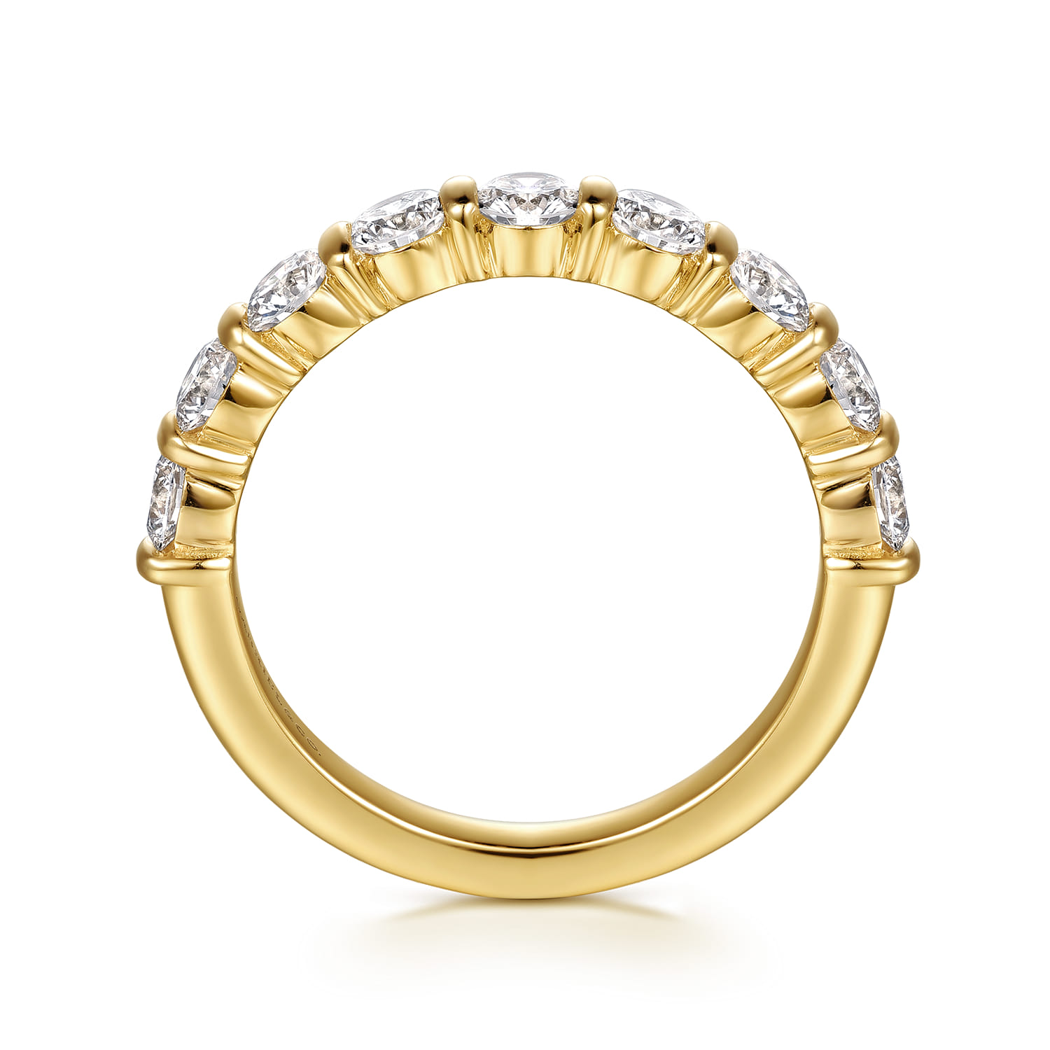 Straight Wedding Ring in 14k Yellow Gold with Round Natural Diamond at Gabriel & Co. - Shot 2