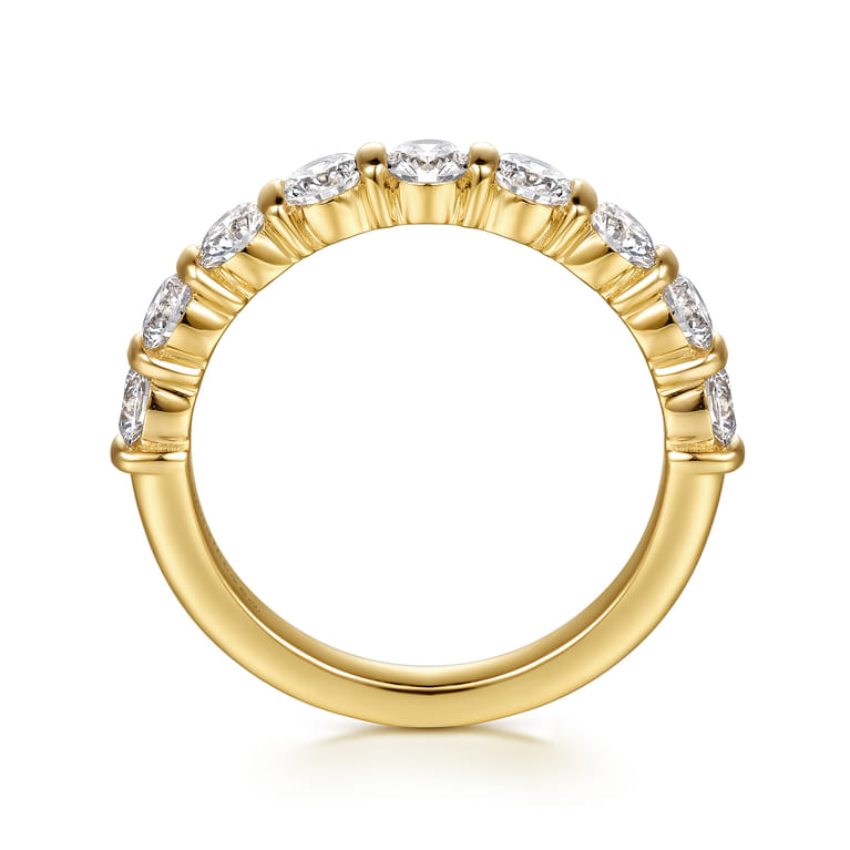 Straight Wedding Ring in 14k Yellow Gold with Round Natural Diamond at Gabriel & Co. - Shot 2
