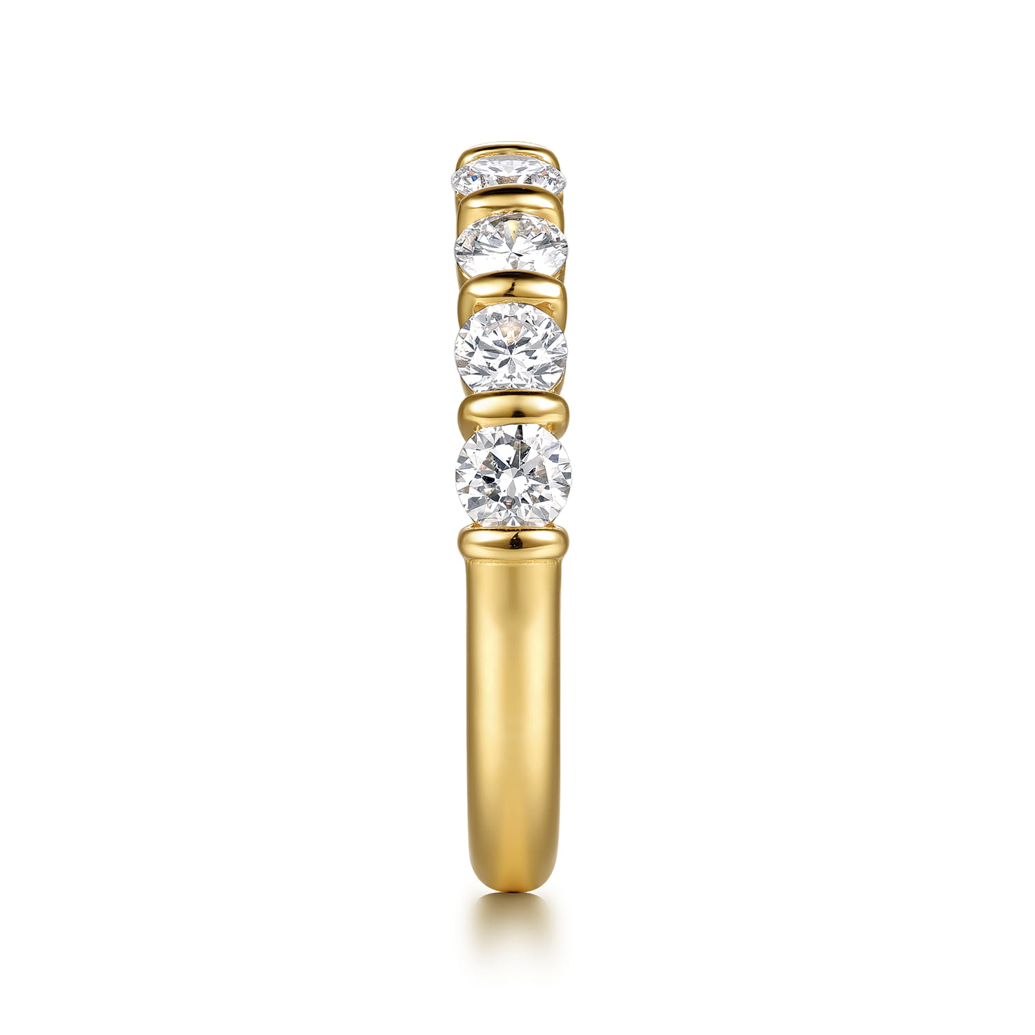 Straight Wedding Ring in 14k Yellow Gold with Round Natural Diamond at Gabriel & Co. - Shot 4