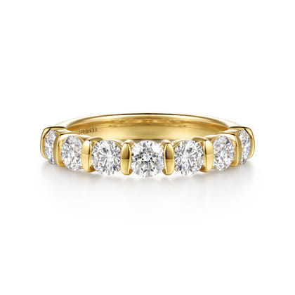 Lumière - 14K Yellow Gold Bar Setting Diamond Anniversary Band