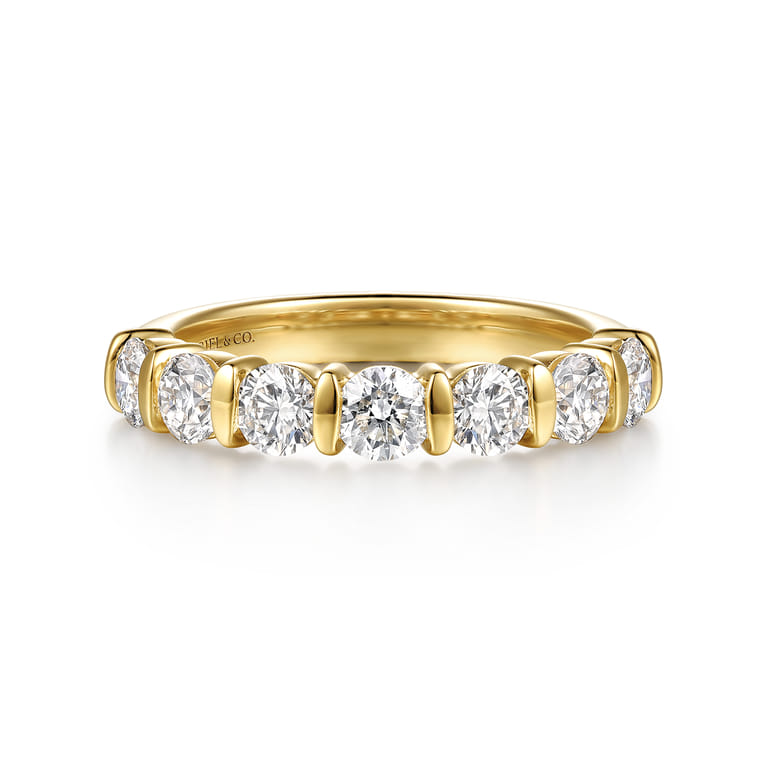 Straight Wedding Ring in 14k Yellow Gold with Round Natural Diamond at Gabriel & Co. - Shot 1