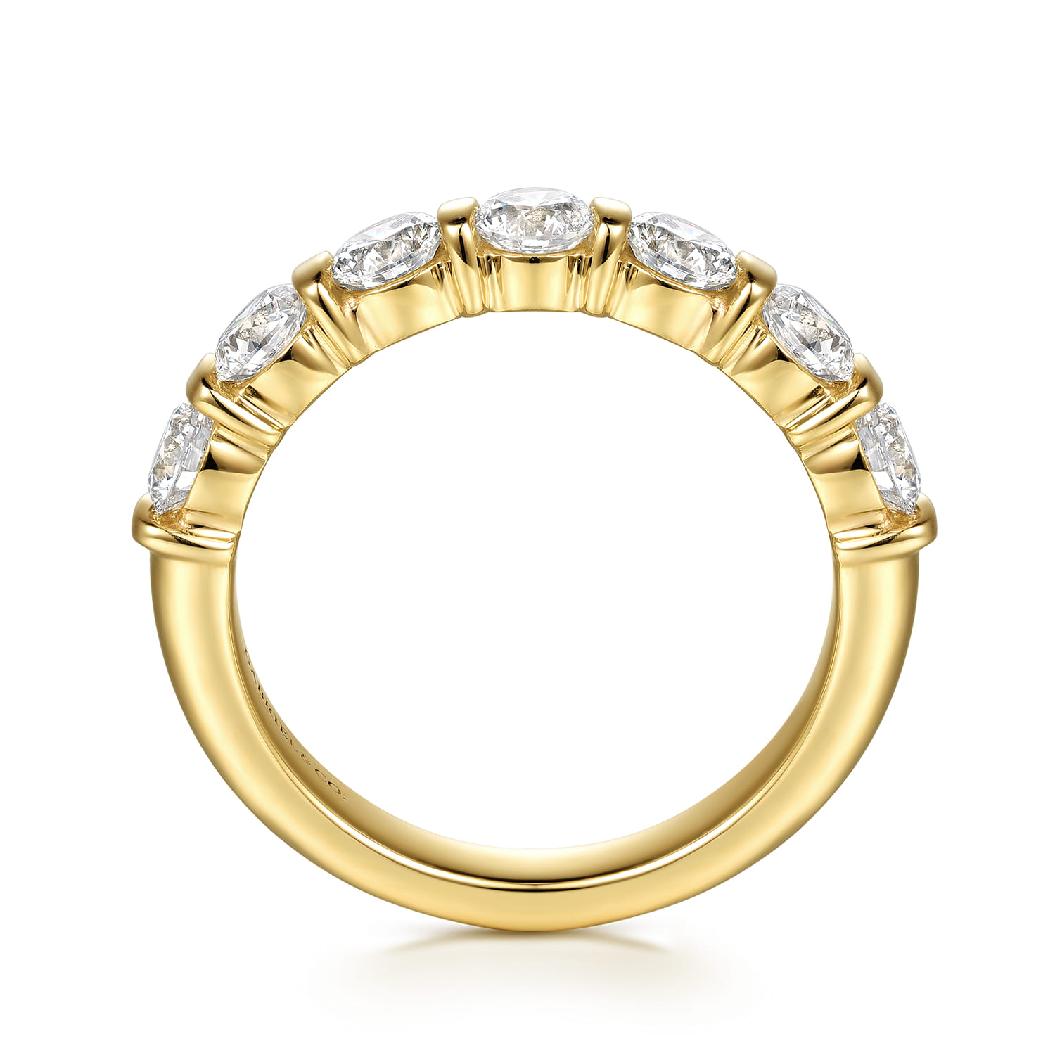Straight Wedding Ring in 14k Yellow Gold with Round Natural Diamond at Gabriel & Co. - Shot 2