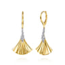 Lumiere - 14K White  Yellow Gold Diamond and Diamond Cut Leverback Drop Earrings - 0.25 ct