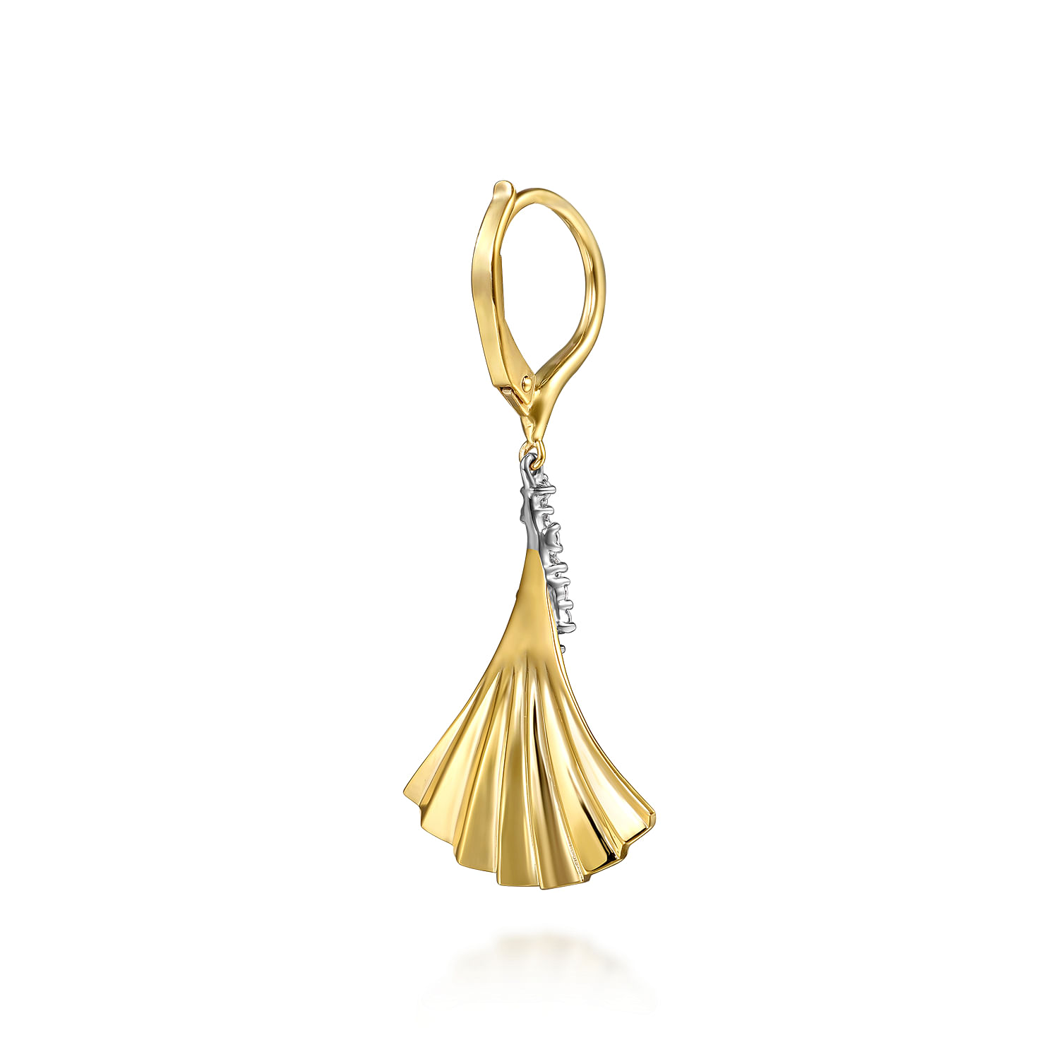 Lumiere - 14K White  Yellow Gold Diamond and Diamond Cut Leverback Drop Earrings
