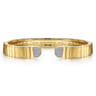 Lumiere - 14K Yellow Gold Diamond Open Cuff Bangle in Diamond Cut Texture - 0.2 ct