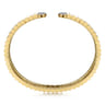Lumiere - 14K Yellow Gold Diamond Open Cuff Bangle in Diamond Cut Texture - 0.2 ct