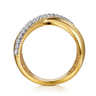 Lumiere - 14K Yellow Gold Diamond and Diamond Cut Criss Cross Ring - 0.3 ct