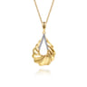 Lumiere - 14K Yellow Gold Diamond and Diamond Cut Pendant Necklace - 0.1 ct