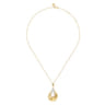 Lumiere - 14K Yellow Gold Diamond and Diamond Cut Pendant Necklace - 0.1 ct